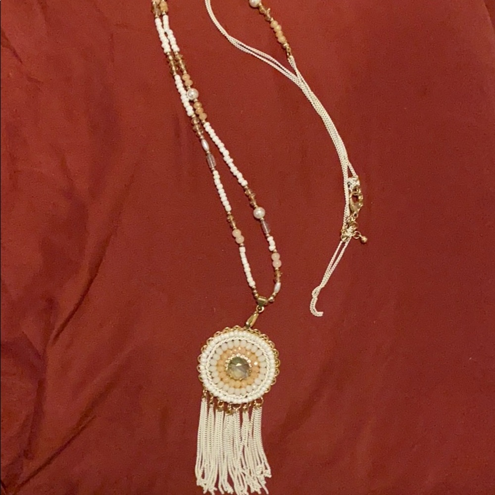 Long beaded dream catcher necklace